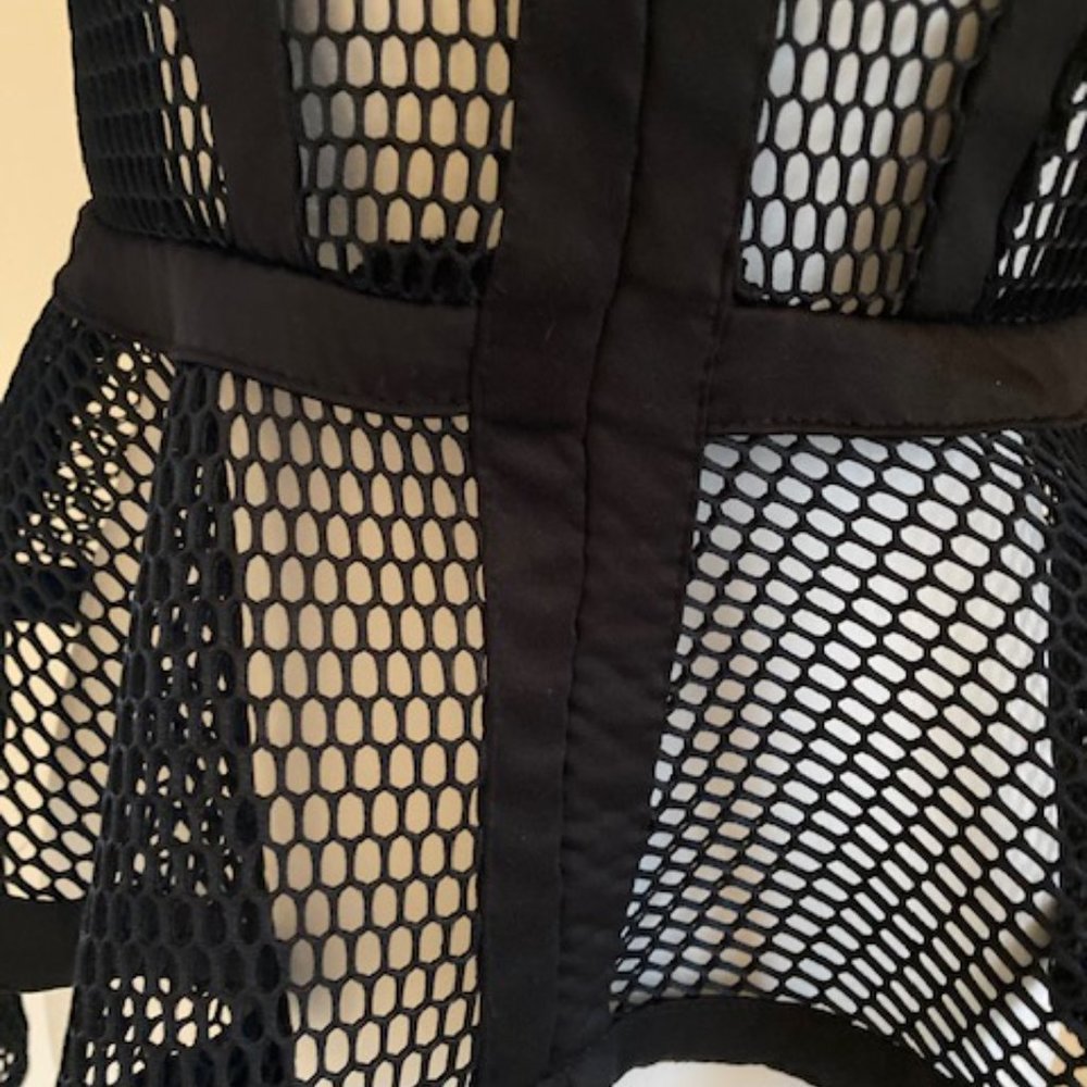 Black Mesh Zip-Front Peplum Jacket - Picture 5 of 8